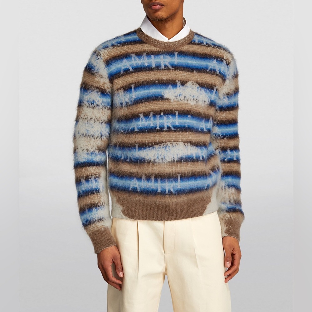 Amiri bleached Stripe Alpaca , mohair&wool blend sweater size M